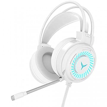 Canjerusof Gaming Headset Wired Kopfhörer G60 Gamer Kopfhörer LED Luminous Surround Sound Headset Weiß