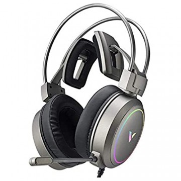 Gaming-Headset 7.1 Integrierter RGB-LED-Kopfhörer Mit Virtuellem Surround-Sound Kopfhörer Für PC (Size:Small; Color:Silver)