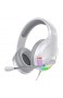 Gaming-Headset Dual-Modus Netzteil kabelgebunden Gaming-Headset Rauschunterdrückung Stereo-Surround-LED-Licht Kopfhörer mit Mikrofon für PC-Laptops (Farbe: Weiß) Weiß
