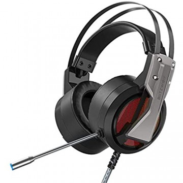 HUIO Ergonomischer On-Ear-KopfhörerGaming-Kopfhörer 7.1 Surround Sound Bass RGB-Game-Headset Mit MikrofonSuper Light (Size:Small; Color:3.5mm Interface)
