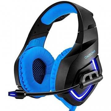 HUOGUOYIN Computer-Headset Headset Stereo Bass Surround PC Gaming Kopfhörer Spiel-Kopfhörer mit Mic for PC Handy for PS4 Xbox One D40 Gaming-Headset (Color : Blue)