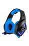 HUOGUOYIN Computer-Headset Headset Stereo Bass Surround PC Gaming Kopfhörer Spiel-Kopfhörer mit Mic for PC Handy for PS4 Xbox One D40 Gaming-Headset (Color : Blue)