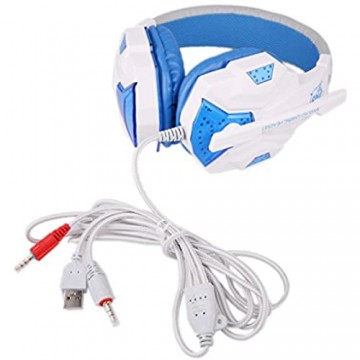 IPOTCH Gaming Headset Kopfhörer Audio Surround USB 3.5mm mit Mikrofon für PC Abspielen - Weiß