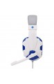 kexinda Spiel-Kopfhörer-Computerspiel-Konsole Stereo Surround Sound 3.5mm verdrahtete Kopfhörer Weiß Blau Nicht-LED-Art