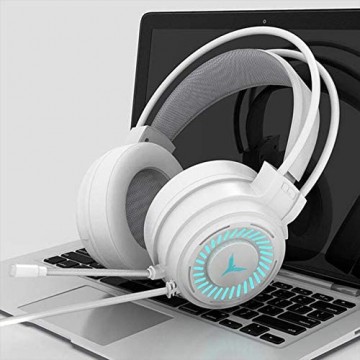 Lisruily Gamer-Kopfhörer kabelgebunden Hi-Fi-Headset mit faltbarem Mikrofon 3 5 mm Audio und USB-Stecker Kopfhörer für Bass und Surround-Sound Gaming-Headset mit bunten Lichteffekten