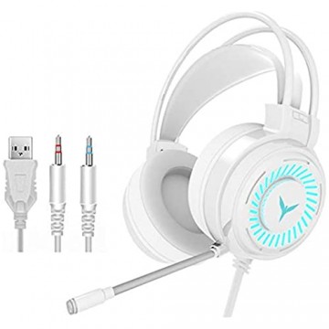 Lisruily Gamer-Kopfhörer kabelgebunden Hi-Fi-Headset mit faltbarem Mikrofon 3 5 mm Audio und USB-Stecker Kopfhörer für Bass und Surround-Sound Gaming-Headset mit bunten Lichteffekten