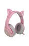 #N/A Rosa Gaming Headset für PC Laptop: 3 5mm / USB Virtuelle Surround Sound Katze Ohr Kopfhörer leichte Selbst-Anpassung Über Ohr Kopfhörer für Frauen - USB