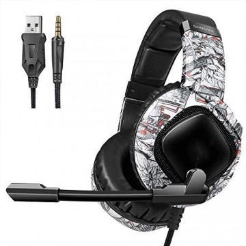 NGXIWW Gaming Headset LED-In-Ear-Kopfhörer Mit 3 5-mm-Surround-Sound-Headset Mit Mikrofon (Tarnweiß)