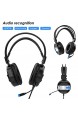 Ponacat Gaming-Headset Stereo-Surround-Kopfhörer Geräuschunterdrückung über Ohrhörer mit Mikrofon Bass-Surround LED-Licht Weiche Memory-Ohrenschützer für PC 3. 5-Mm-Audio-Stecker