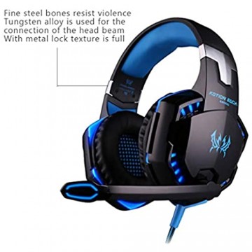 rongweiwang Noise Cancelling-Surround Stereo-HiFi-Gaming Headset Kopfhörer-Headset mit HD Mic für PC-Spiele Computer-Spiel-Kopfhörer Blau
