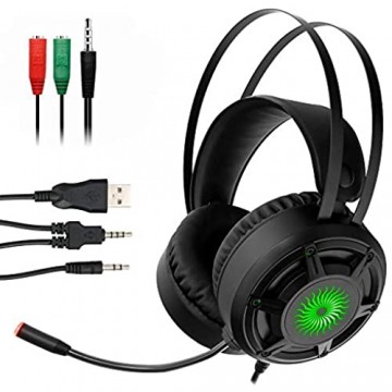 Xflelectronic Kabelgebundenes Gaming-Headset mit Surround-Sound- / Rauschunterdrückungs-Mikrofon 3 5-mm-Stecker-Over-Ear-Surround-Kopfhörer für Laptop-PC-Computer-Gamer-Smartphone