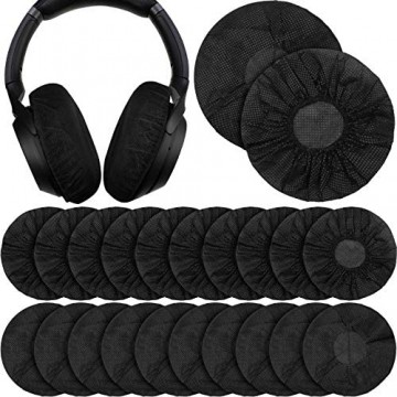 100 Stück Kopfhörer-Ohrpolster Einweg-Vlies-Ohrpolster dehnbar passend für die meisten On-Ear-Kopfhörer (schwarz 11 cm)