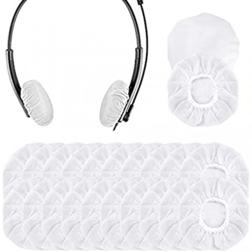 kria dehnbare Headset-Kopfhörer-Abdeckungen für Telefon-Headset Computer-Headset Call-Center-Headset Ohrmuschel-Abdeckung passend für 3 2-6 3 cm Kopfhörer-Ohrpolster 200 Stück weiß