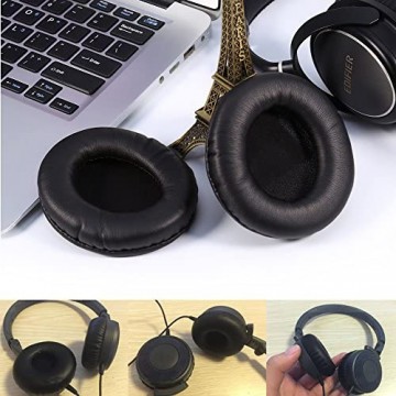 Lazmin 2 Stück/Paar 90 mm Leder Kopfhörer Schaum Ohrhörer 9 cm große Ohrknospen Kopfhörer Ohrpolster Kissen Schwammabdeckungen für Sony MDR-V700DJ V500DJ