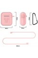 AICEK Hülle Kompatibel mit AirPods Silikon Schutzhülle für Apple AirPods 1 & 2 Silikonhülle Aufladen Case Zubehör mit Anti-Lost Strap Ohrhaken Karabiner Halterclip Kopfhörer Tasche Rosa