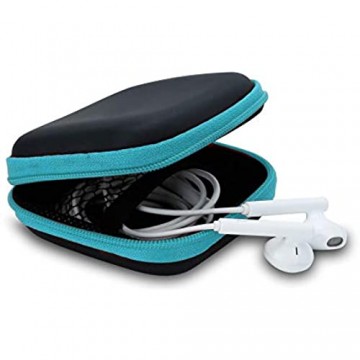 Cadorabo Kopfhörer Aufbewahrungsbox in HELLBLAU – Eckige Robuste Tasche aus formstabilem Stoff mit Netzfach und Reißverschluss für Headset In-Ear Headphone etc. – Case Cover Schutz Hülle Etui