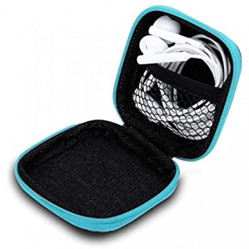 Cadorabo Kopfhörer Aufbewahrungsbox in HELLBLAU – Eckige Robuste Tasche aus formstabilem Stoff mit Netzfach und Reißverschluss für Headset In-Ear Headphone etc. – Case Cover Schutz Hülle Etui