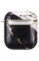Cujas Schutzhülle kompatibel mit Apple AirPods 1 & 2 – Unterstützt kabelloses Laden – Mit praktischem Karabiner Glänzende Oberfläche Stoßfestes Case Perfekte Passform – Gold Schwarz-Weiß