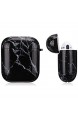 Cujas Schutzhülle kompatibel mit Apple AirPods 1 & 2 – Unterstützt kabelloses Laden – Mit praktischem Karabiner Glänzende Oberfläche Stoßfestes Case Perfekte Passform – Schwarzer Marmor