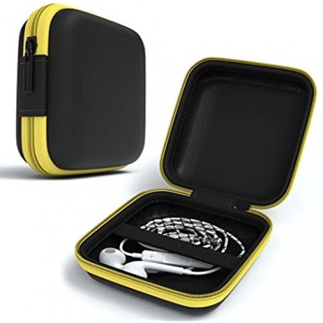 EAZY CASE Universal Tasche für In-Ear Kopfhörer mit Netzfach - Hardcase Aufbewahrungsbox Schutztasche mit umlaufenden Reißverschluss extra klein eckig Gelb