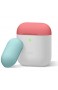 elago Duo Silikonhülle Kompatibel mit Apple AirPods 1 & 2 (LED vorne sichtbar) - [2 Caps & 1 Body] [Unterstützt kabelloses Laden] [Stoßfeste Schutzhülle] - Night Glow/Italian Rose Coral Blue