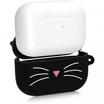 kwmobile Hülle kompatibel mit Apple AirPods Pro Kopfhörer - Silikon Schutzhülle Case Cover Katze Schwarz Weiß
