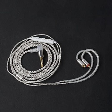 Hellodigi Upgrade-Kopfhörerkabel 4-adrig 5N versilbertes Kupfer Ersatz-Upgrade-Draht abnehmbares MMCX-Kabel für Shure SE215 SE315 SE425 SE535 UE900 Kopfhörer (weiß mit Mikrofon)