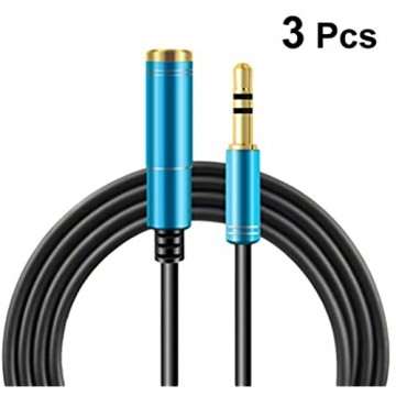Hemobllo 3 stücke kopfhörer verlängerungskabel 3 5mm stecker auf buchse Stereo Audio Kabel verlängerungskabel pc kopfhörer Adapter 2 mt (blau)