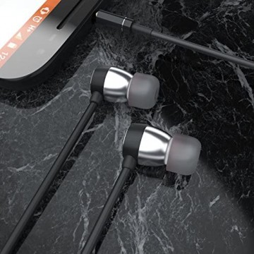 HiFi In Ear Kopfhörer Stereo Earphone Wired - widerstandsfähiges Aramid Kabel - optimierte Soundtreiber - 10mm Schallwandler - Knickschutz - Leichter Alu Inear Hörer
