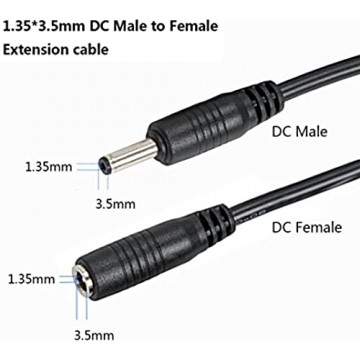 Liwinting 2pcs 2m/6.56Feet DC Verlängerungs Kabel DC-Energieverlängerungs Kabel 3.5x1.35mm Mann zum Weiblichen DC-Stecker-Verlängerungs Kabel Verwendbar für Kameras Energien-Adapter IP-Kamera-Schwarz