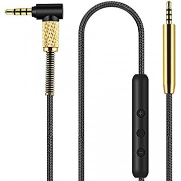 QC25 Kabel Ersatz Quietcomfort 25 Kabel Verlängerungskabel mit Inline-Mikrofon und Fernbedienung Kompatibel mit Bose QuietComfort 25 Acoustic Noise Cancelling Kopfhörer. (Schwarz Gold)
