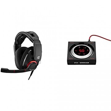 EPOS I Sennheiser GSP 500 Gaming- Kopfhörer (mit offener Akustik) schwarz/rot & I Sennheiser GSX 1000 Gaming Audio Verstärker Amplifier 7.1 Surround Sound Gaming DAC und EQ