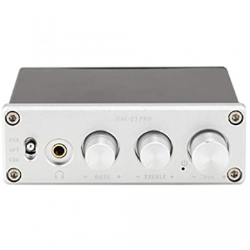 PUSOKEI Glasfaser-Decoder DAC-Decodierung Audio-Decoder mit Glasfaser/Koax + PC-USB-Eingang/Kopfhörerverstärker für 3 5-mm-Kopfhörer(Silber)