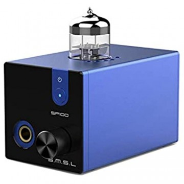 SMSL SP100 Vakuumröhren-Kopfhörerverstärker Austauschbarer 6N3-Puffer HiFi-Stereo-Audio-Desktop-Verstärker Vorverstärker Vorverstärker (Blau)