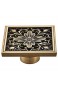 CCLLA Duschabflussabdeckung Badezimmer im europäischen Stil Retro Square 10 cm Bodenablauf Bronze Messing Deodorant Bodenablauf-Blume