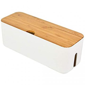 UNIE USB-Kabel-Organizer Aufbewahrungsbox TV-Kabel-Box Versteck aus Bambus Überspannungsschutz für Desktop Home Office Küche