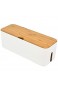 UNIE USB-Kabel-Organizer Aufbewahrungsbox TV-Kabel-Box Versteck aus Bambus Überspannungsschutz für Desktop Home Office Küche