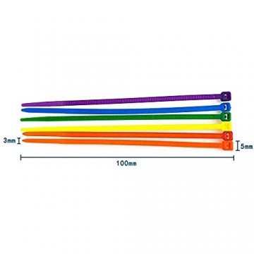 1200 Stück farbige Kabelbinder 100mm – Kabelbinder farbig bunt– Hohe Qualität Starke Nylon Zip Kabelbinder von mehrfarbig Kabelbinder Set - UV-Beständig