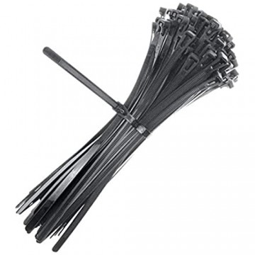 CW Handel wiederverwendbare lösbare wiederverschließbare Kabelbinder in schwarz (100 Stück 250mm x 7 4mm) extra stark