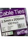 enTie Schwarz Kabel Kabelbinder 2 5 mm x 200 mm Nylon 66 UL Zertifiziert [100 Stück] [200mm x 2 5mm]