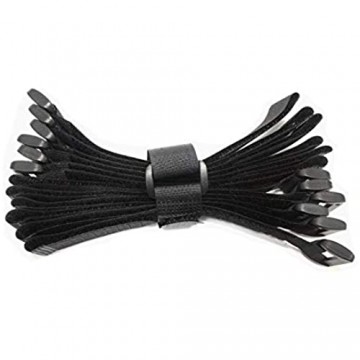 FrogJim Klett-Kabelbinder - 20er-Pack - 20 cm - schwarz - mit Schnalle - wiederverwendbares Klettband - Nylon KSE2020-2 Farben - 10 verschiedenen Längen