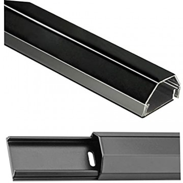 Alu Kabelkanal schwarz; 110 cm | 3 3 cm breit | 1 8 cm hoch; 2-teilig (Bodenplatte und Deckel); inkl. Montagematerial; für LCD LED Plasma TV\'s; Aluminium in perfekter Optik abgestimmt auf hochwertiges Equipment