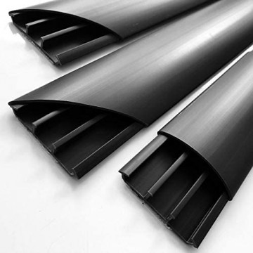 SCOS Smartcosat SCOSKK321 60 cm Habrund Kabelkanal (L x B x H 600 x 50 x 12 mm PVC Fußboden Kanal Selbstklebend) graphit-schwarz