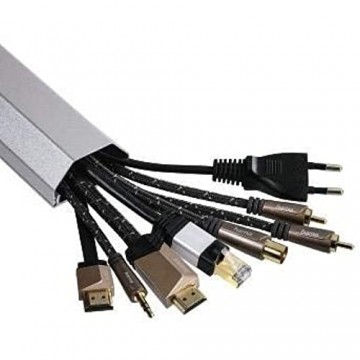 Hama Stabiler Kabelkanal aus Aluminium silber (1 1 Meter Länge für 8 Kabel robuste eckige Metall Kabelabdeckung)