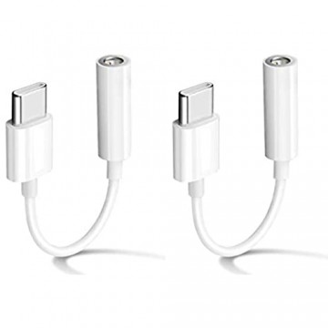 2 Stück USB C auf 3.5mm Klinke Adapter Typ C Kopfhörer Adapter Aux Adapter USB-C auf Klinke Audio Adapter kompatibel mit Huawei Sumsung OnePlus Xiaomi Pixel usw. (Weiß)