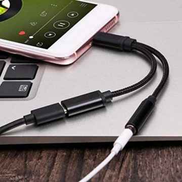 ankunlunbai 2-in-1 USB-C Typ C auf 3 5 mm Klinke AUX Audiokabel Ladekabel Kopfhörer Adapter