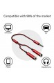 EVOMIND 3.5mm Klinke Y Adapter Stecker auf 2 Buchse 30CM Audio Jack Splitter Kabel Klang für Smartphones Kopfhörer Tablets MP3-Player PS4 Xbox One PC usw – 30CM Rot
