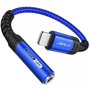 JSAUX Lightning auf 3 5 mm Kopfhörer Adapter MFI Zertifizierung Aux Adapter Lightning auf Klinke Audio Adapter für iPhone 12 12 Mini 12 Pro 12 Pro Max 11 11 Pro 11 Pro Max X XS XS Max 8 7 - Blau