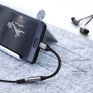 KiMiLIKE USB C auf 3 5 mm Kopfhörerbuchse Adapter Typ C auf 3 5 mm Aux-Adapter Digital-Audio-Kopfhörer-Adapter für Typ-C-Smartphones ohne Kopfhörer