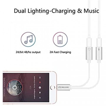Kopfhörer Adapter für iPhone AUX Audio Splitter 2 IN 1 Kopfhöreranschluss Adapter Dongle Jack für iPhone Klinke Adapter Kompatibel mit iPhone 12 11 XS MAX XR X 8 7 6 iPad